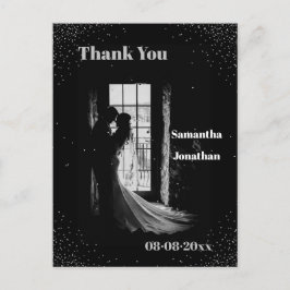 Postal Boda Black Simple Night Sky Gracias