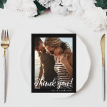 Boda blanco negro simple, gracias