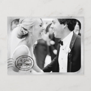 Postal Boda blanco negro vintage gracias
