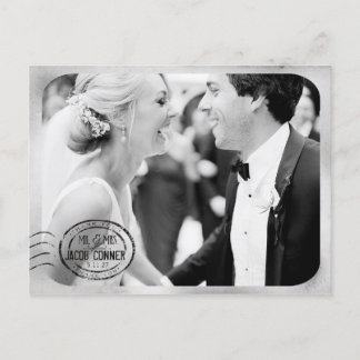 Postal Boda blanco negro vintage gracias