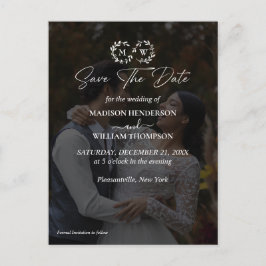 Postal Boda blanco y negro moderno salva la fecha