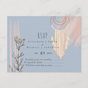 Postal BODA BOHO Dusty Blue Peach Dream Catcher RSVP
