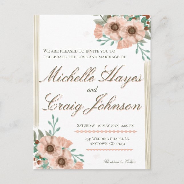 Postal BODA BOHO Peach (Anverso)