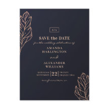 Boda botánica dorada de la marina. Blue Save the D