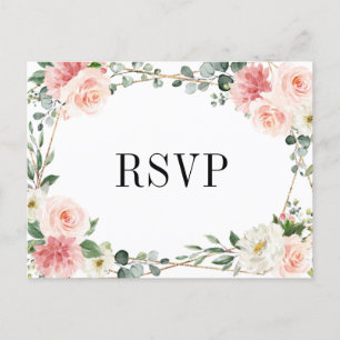 Postal Boda Botánica Geométrica Floral Rosa Rubor RSVP