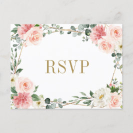 Postal Boda Botánica Geométrica Floral Rosa Rubor RSVP
