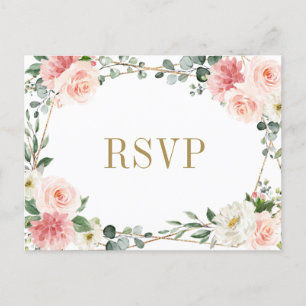 Postal Boda Botánica Geométrica Floral Rosa Rubor RSVP