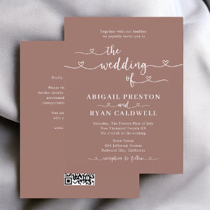 Postal Boda Brown de presupuesto de caligrafía cardíaca