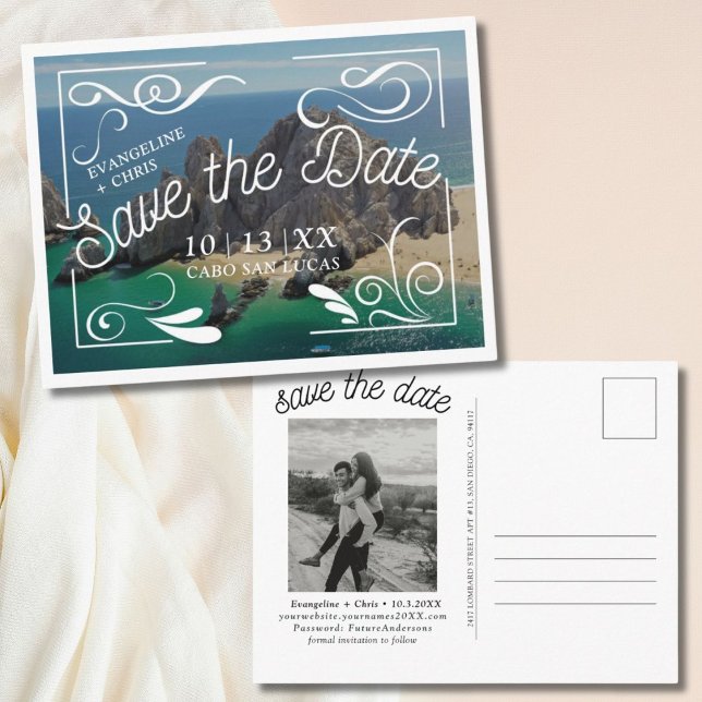 Postal Boda Cabo San Lucas Salven la Postcarta de fecha (Cabo San Lucas Save the Date Postcard)