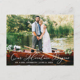 Postal Boda Caligrafía Nuestro Aventura Comienza