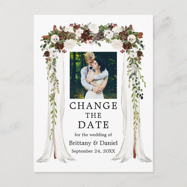 Postal Boda Canopy Green Forest Floral Change The Date (Anverso)