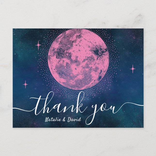 Postal Boda Celestial de Moon & Stars Gracias (Anverso)