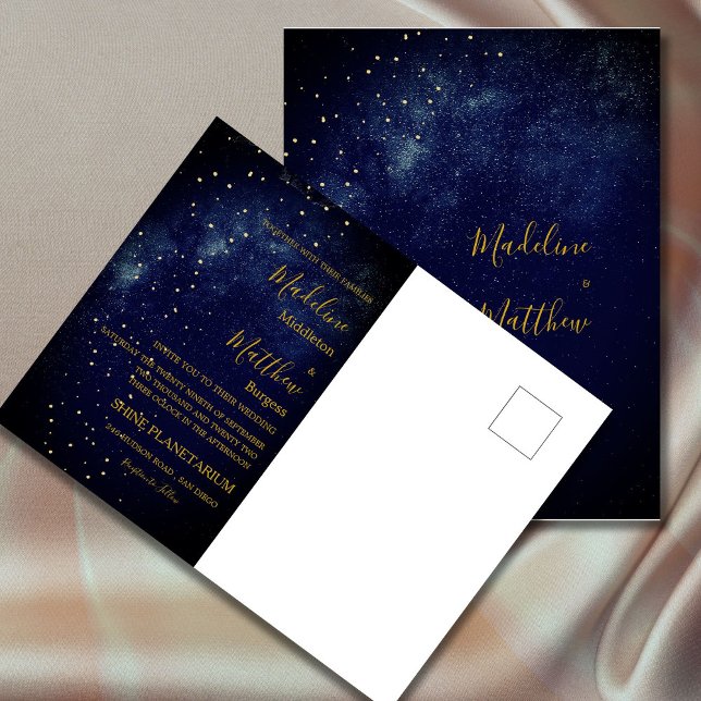 Postal Boda Celestial Navy Blue y Gold (Subido por el creador)