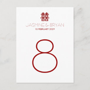 Postal Boda China Simple Minimalista Doble Felicidad