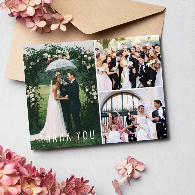 Postal Boda Collage de fotos Gracias (Wedding Photo Collage Thank You Postcard)
