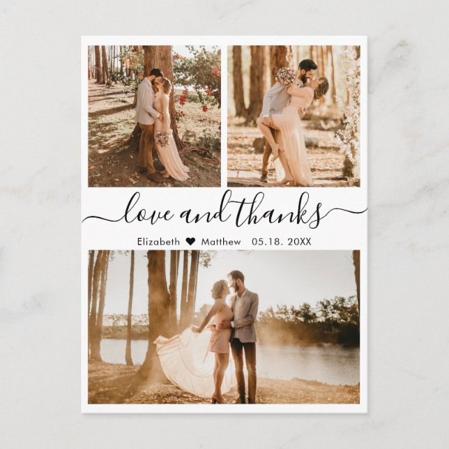 Postal Boda Collage Love and Gracias Script Gracias (Anverso)