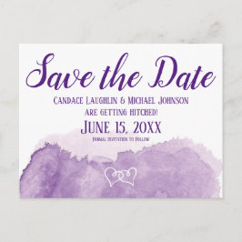 Postal Boda color de agua de lavanda púrpura salva la fec