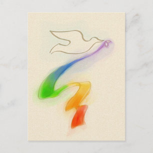 Postal Boda con cinta de arcoiris