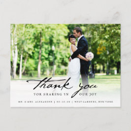 Postal Boda con escritura simple manuscrita con clase Gra