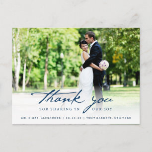 Postal Boda con escritura simple manuscrita con clase Gra