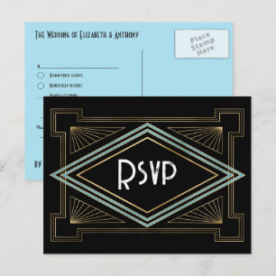 Postal Boda con estilo Art Déco inspirada en Gatsby de co