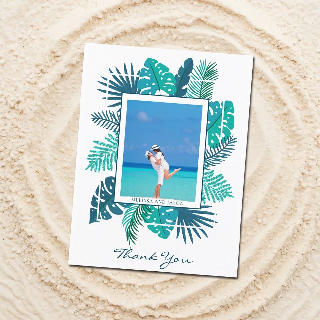 Postal Boda con Follaje de Playa Foto Personalizada de Ag (Subido por el creador)