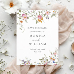 Postal Boda con Jardín Francés Elegante - Guardar la Fech