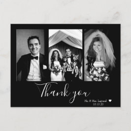 Postal Boda con script de moda por escrito Gracias