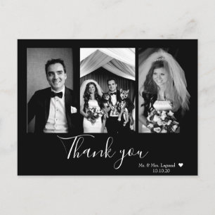 Postal Boda con script de moda por escrito Gracias