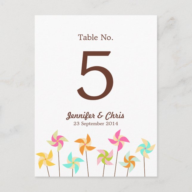 Postal Boda con temas coloridos del volante (Anverso)