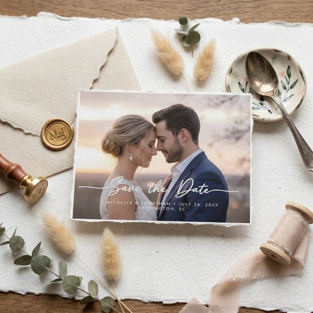 Postal Boda contemporánea moderna foto guardar fecha (Subido por el creador)