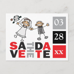 Postal Boda Contemporáneo Save The Date Happy Newlyweds