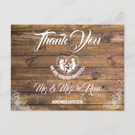 Postal Boda Corazón de Madera y Amor 