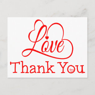 Postal Boda Corazones de Amor Rojo y Blanco Gracias
