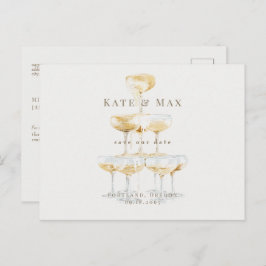 Postal Boda crema elegante de champán salva la fecha