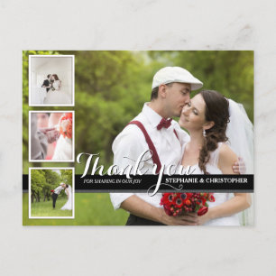 Postal Boda Cursivo Moderno Foto Gracias Postcard