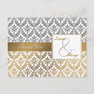 Postal Boda damasco de oro Gracias