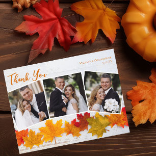 Postal Boda de Acción de Gracias de hoja de otoño Foto de