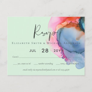 Postal BODA de acuarela arcoiris abstracto BUDGET