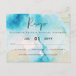 Postal BODA de acuarela de los tonos de vidrio del mar