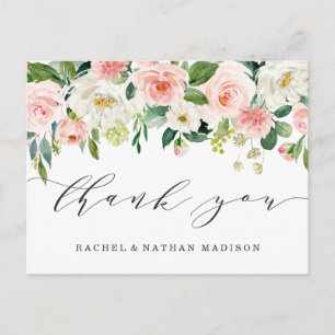 Postal Boda de acuarela de Rubor White Bloom Gracias