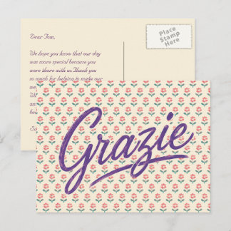 Postal Boda de agradecimiento floral Vintage italiano Gra