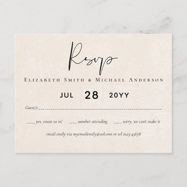 Postal BODA de agua gris para el presupuesto RSVP (Anverso)