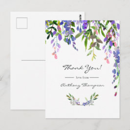Postal Boda de agua ultra violeta Floral acuarela