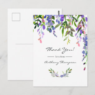 Postal Boda de agua ultra violeta Floral acuarela