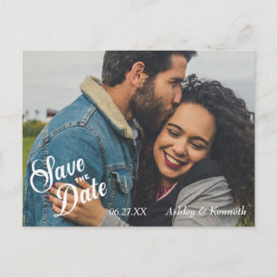 Postal Boda de Ahorro de la Fecha de Texto Blanco