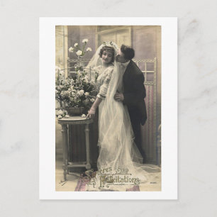 Postal Boda de amor romántico francés vintage