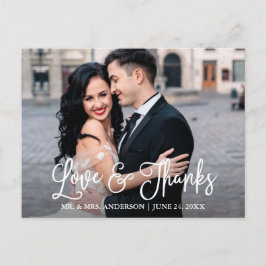 Postal Boda de amor y agradecimiento con caligrafía diver