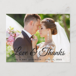 Postal Boda de amor y agradecimiento con caligrafía moder