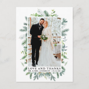 Postal Boda de amor y agradecimiento con vegetación de pi